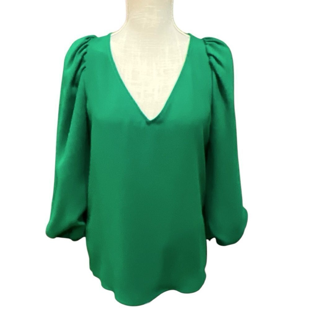 Trina Truck Emerald Green Balloon Sleeve Blouse Size XS